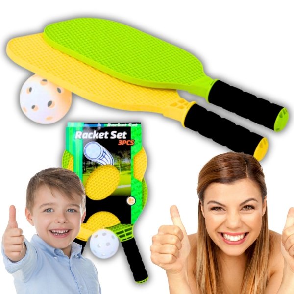 ZESTAW PALETEK DLA DZIECI DO TENISA BADMINTONA DWIE PALETKI RAKIETY PIŁKA (tds0785)