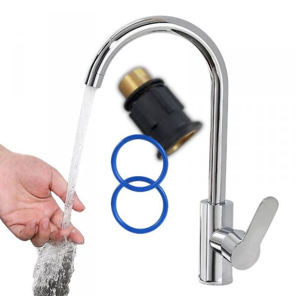 BATERIA KUCHENNA SREBRNA BŁYSZCZĄCA WYLEWKA KRAN DO KUCHNI 360 - AquaVERO (tds0672)