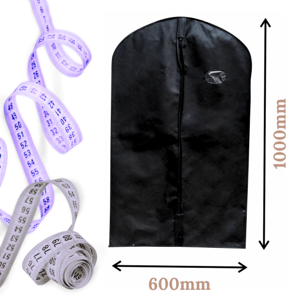 POKROWIEC NA ODZIEŻ UBRANIA KURTKĘ GARNITUR 60X100 OKIENKO - CZARNY - 1x (tds0778)