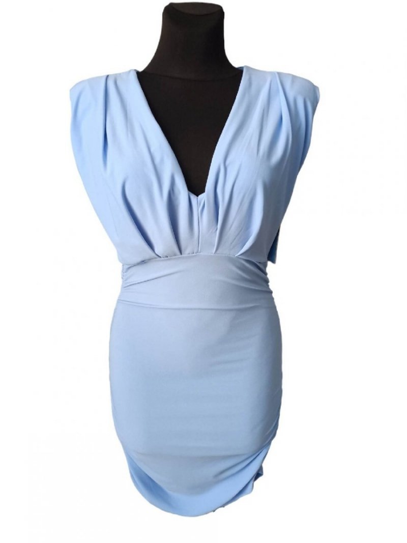 Dopasowana sukienka w odcieniu niebieskim Stylowy minimalizm