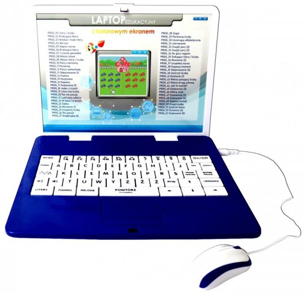 Laptop edukacyjny 53 programów z kolorowym wyświetlaczem