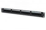 Digitus Patch panel 19 24 porty, kat.5e, U/UTP, 1U, wspornik kablowy, czarny (kompletny)
