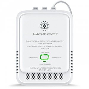 Qoltec Czujnik wycieku gazu ziemnego | detektor CH4 | NG | Tuya | Wi-Fi | alarm 85dB | LED