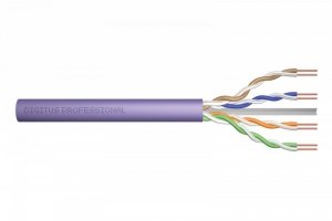 Digitus Kabel teleinformatyczny instalacyjny kat.6, U/UTP, Eca, drut, AWG 24/1, PVC, 305m, fioletowy, karton