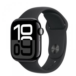 Apple Watch Series 10 GPS + Cellular, koperta 42 mm z aluminium w kolorze onyksu z paskiem sportowym w kolorze czarnym - rozmiar