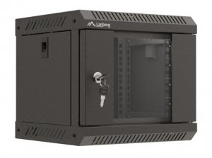 Lanberg Szafa instalacyjna rack wisząca 10 cali 4U 300x300 czarna