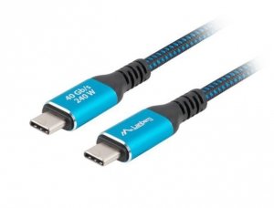 Lanberg Kabel USB-C M/M USB4 1M 240W 8K 60HZ czarno-niebieski