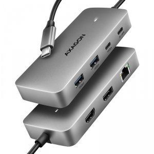 AXAGON HMC-CUB83X2 Wieloportovy hub USB 7in1, 10Gbps, 2x USB-A, 1x USB-C, 1x HDMI 4K/144Hz, DP 8K/30Hz, GLAN, PD 100W, 15cm USB-