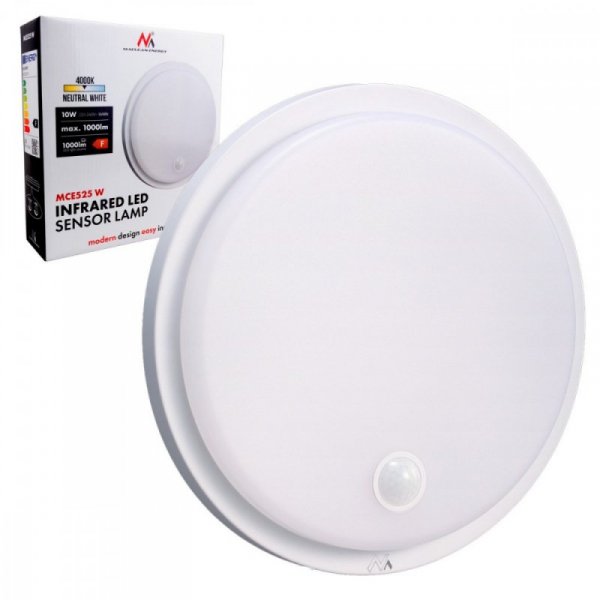 Maclean Lampa LED, IP65 czujnik PIR, MCE525 W 10W, 1000 lm, neutral white 4000 K