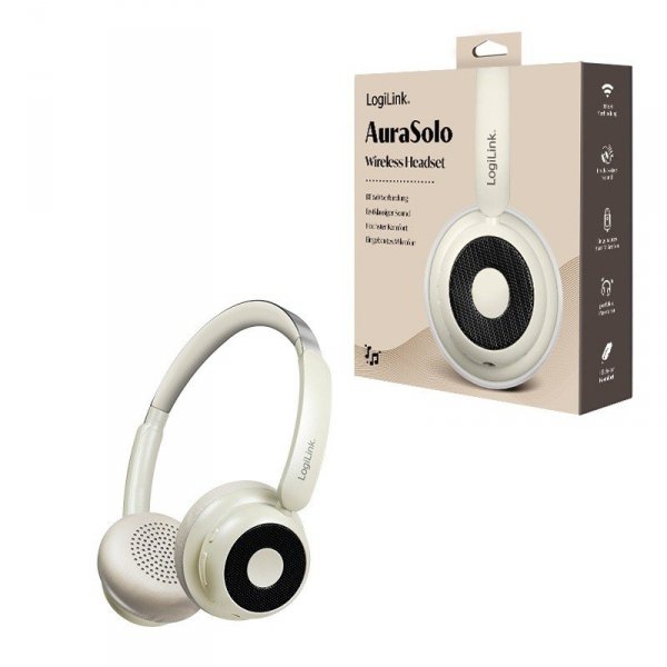 LogiLink Słuchawki z mikrofonem, BT6.0, ANC, brązowe