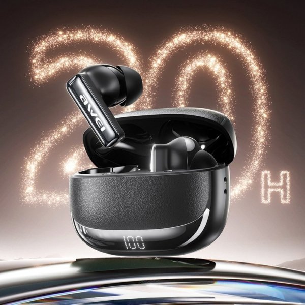 AWEI Słuchawki bezprzewodowe Bluetooth 6.0 TWS ANC TA19 czarne