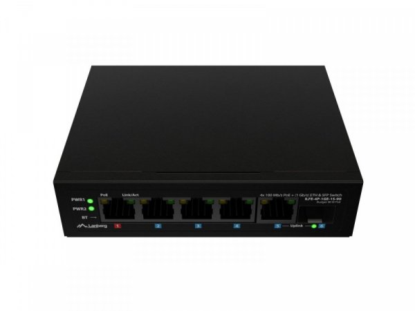 Lanberg Przełącznik Light ILFE-4P-1GE-1S-90 Light Industrial POE 1XBT 3AXT  SFP + ETH DIN FAST Ethernet