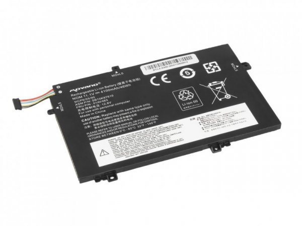 Movano Bateria 01AV463 SB10K97610 do Lenovo L480 L490 L580 L590 L14 L15 - 4100 mAh (46 Wh)