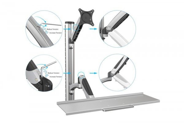 Digitus Ramię naścienne pojedyncze, 1xLCD + klawiatura, max. 27&quot;, max. 8kg, uchylno-obrotowe 360° (PIVOT)