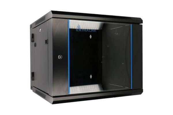 Extralink Szafka wisząca rack 12U 600x600 czarna dwusekcyjna