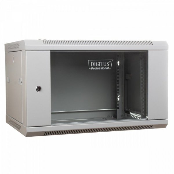 Digitus Szafa wisząca jednosekcyjna 19&quot; 6U 368/600/450mm, drzwi szklane, szara (RAL 7035)