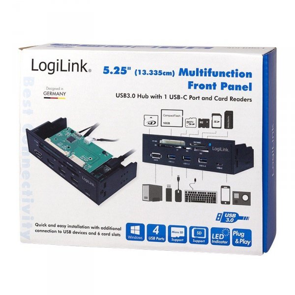 LogiLink Multifunkcyjny panel 5,25&#039; z czyt. kart