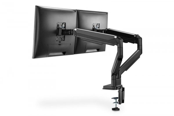 Digitus Ramię biurkowe podwójne z zaciskiem regulowane 2xLCD max. 32&quot; max. 2x 9kg uchylno-obrotowe czarny
