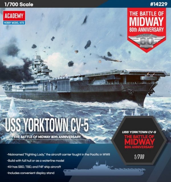 Academy Model plastikowy Yorktown CV-5 Battle of Midaway 1/700