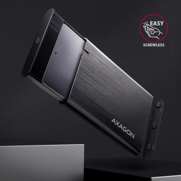 AXAGON EE25-A6C Bezśrubowa aluminiowa obudowa zewnętrzna USB-C 3.2 Gen 1 - SATA 6G dla 2.5&quot; SSD/HDD