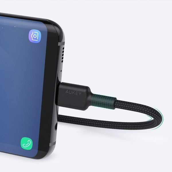 AUKEY CB-CD45 kabel USB-C - USB-C 0,9m 60W PD 3A 20V nylonowy oplot czarny