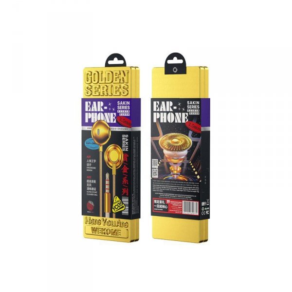 WEKOME Słuchawki przewodowe Sakin Series -  jack 3,5 mm Złote