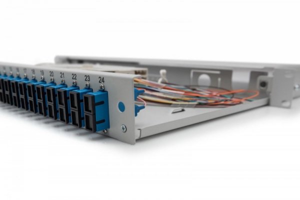Digitus Przełącznica światłowodowa/panel krosowy z wyposażeniem 19 cali 1U, 24x SC duplex, OS2, pigtaile, adaptery, tacki, wysuw