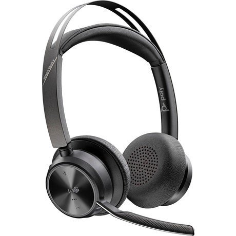POLY Zestaw słuchawkowy Voyager Focus 2  certyfikatem Microsoft Teams USB-C-C z podstawką ładującą, przejściówka USB-C/A 9T9J6AA