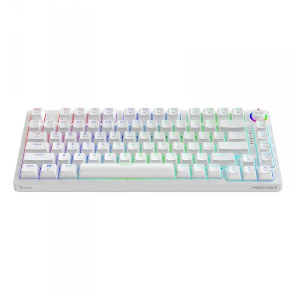 Savio Klawiatura mechaniczna bezprzewodowa PHENIX WHITE Gateron Yellow, ABS