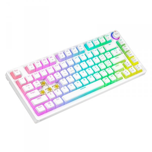 Savio Klawiatura mechaniczna bezprzewodowa SAVIO PHENIX WHITE Gateron Yellow, Pudding