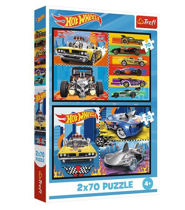Trefl Puzzle 2x70 elementów Hot Wheels Samochodziki