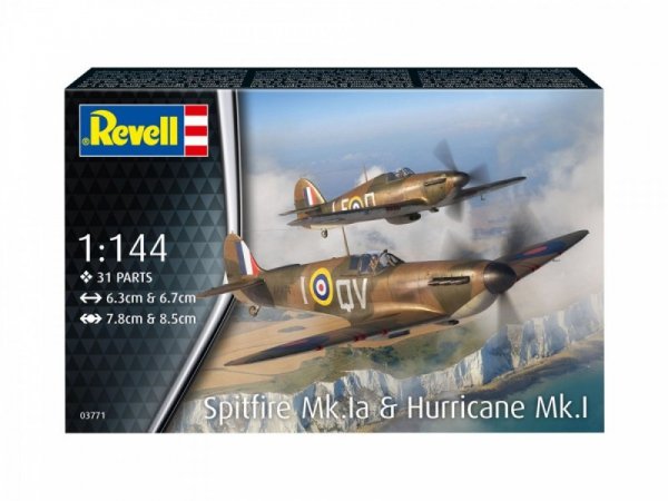Revell Model plastikowy Samolot Supermarine Spitfire MkIa&H.Huriccane 1/144