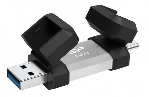 Silicon Power Pendrive C51 64GB USB-A USB-C 120 MB/s srebrny