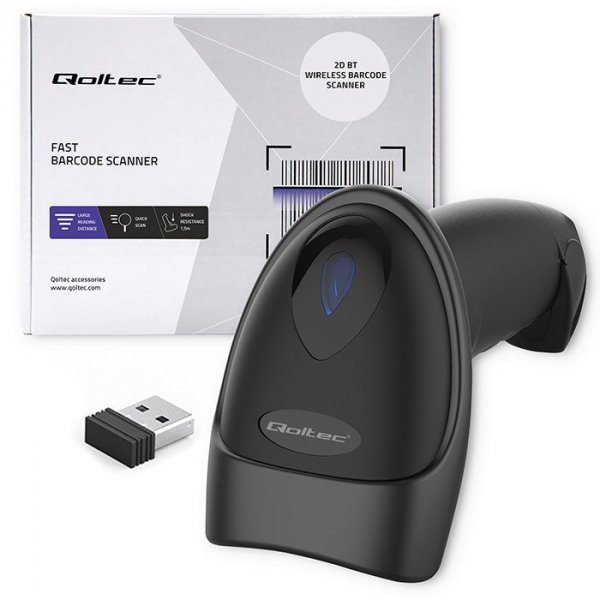 Qoltec Czytnik kodów kreskowych i QR | 1D 2D | USB | Bluetooth