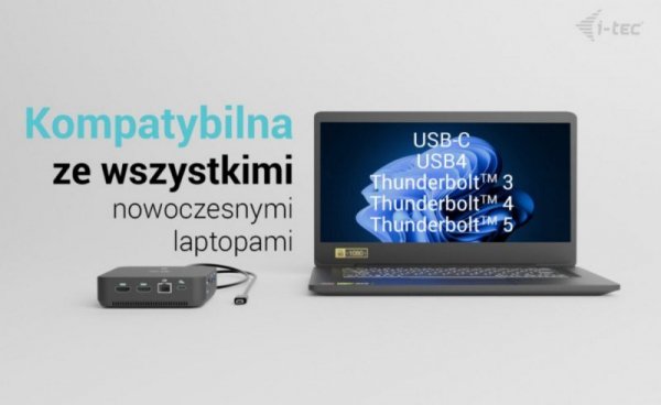 i-tec Stacja dokująca USB-C DP Dual HDMI Power Delivery 100W + Uniwersalna Ładowarka 100W
