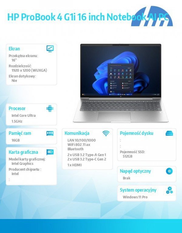 HP Inc. Notebook ProBook 4 G1i U5-225U 512GB/16GB/W11P/16.0   C51G4ET