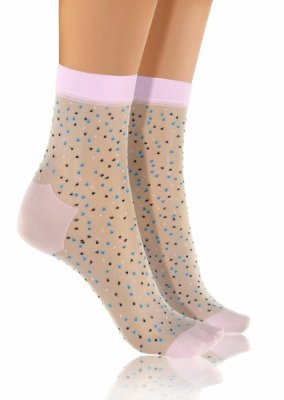 Sesto Senso Fashion Nylon tečky perleťové/růžové Dámské ponožky
