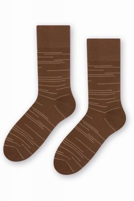 Steven 056 189 vzor hnědé Oblekové ponožky