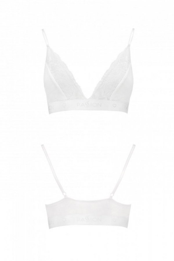 PS001 TOP white biustonosz bawełniany z koronką