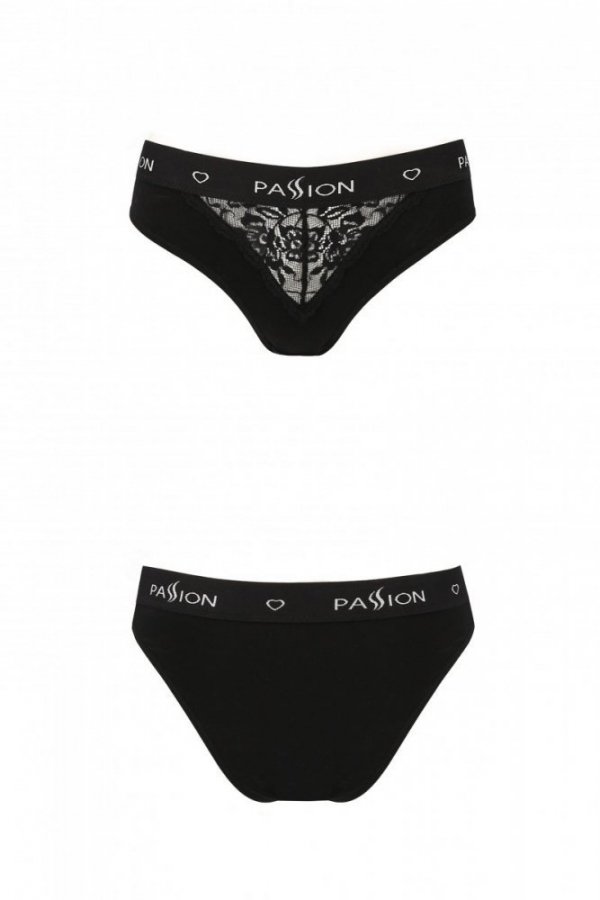 PS001 PANTIES black figi bawełniane z koronką