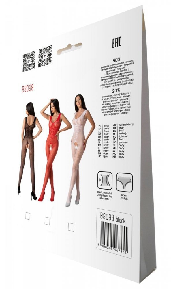 BS098 Bodystocking Czarny