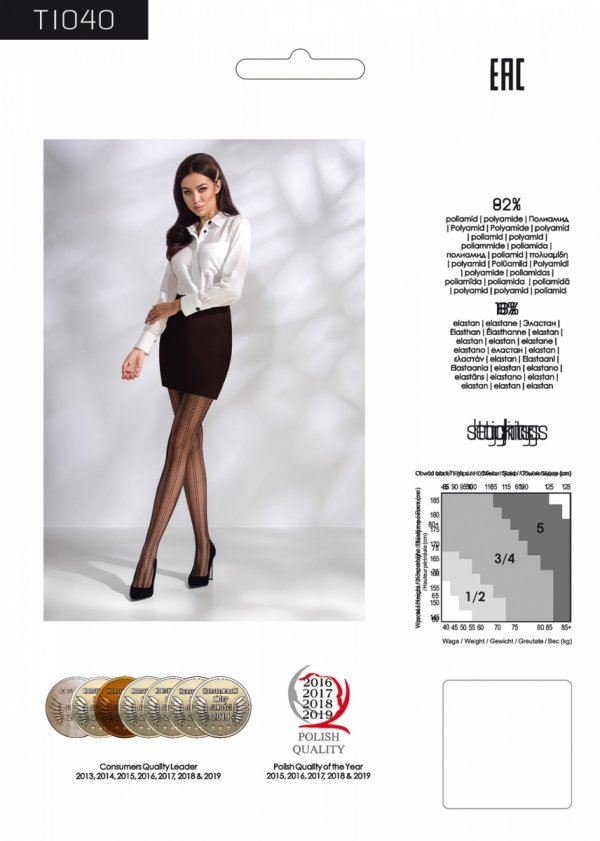 TI040 Rajstopy czarne typu kabaretki 