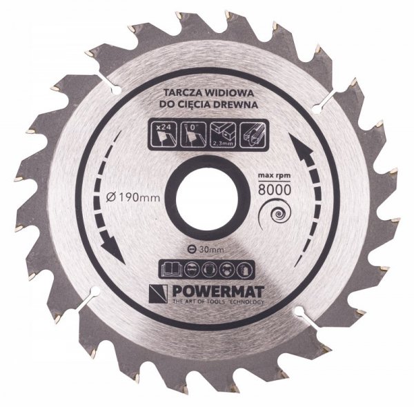 Tarcza widiowa do drewna 190x30 24z TDD-190x30x24Z