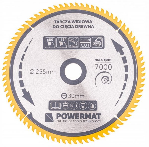 Tarcza widiowa do drewna 255x30 80z TDD-255x30x80Z