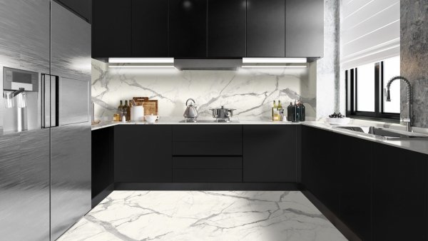 Spiek kwarcowy Statuario Leonardo, wykończenie naturalne, grubość 2 cm