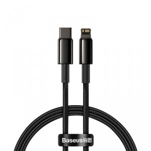 Kabel przewód do iPhone USB-C - Lightning szybkie ładowanie 20W 1m - cały czarny