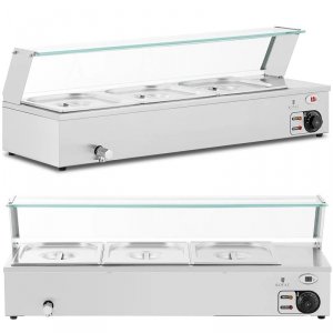 Bemar podgrzewacz do potraw bufet grzewczy z osłoną 3 x GN 1/2 2000 W