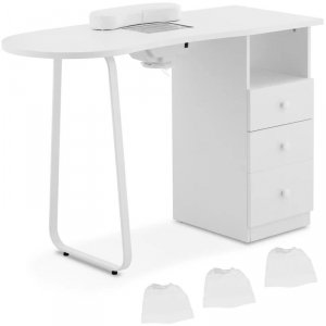 Biurko kosmetyczne do manicure z pochłaniaczem pyłu 120 x 45 cm - białe