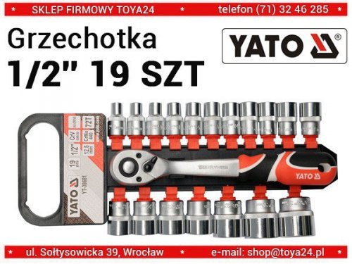 KOMPLET NASADEK Z GRZECHOTKĄ 1/2&#039;&#039; 19 CZĘŚCI