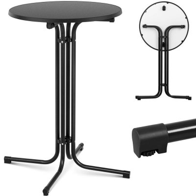Stół stolik barowy okrągły wysoki składany śr. 70 cm wys. 110 cm czarny